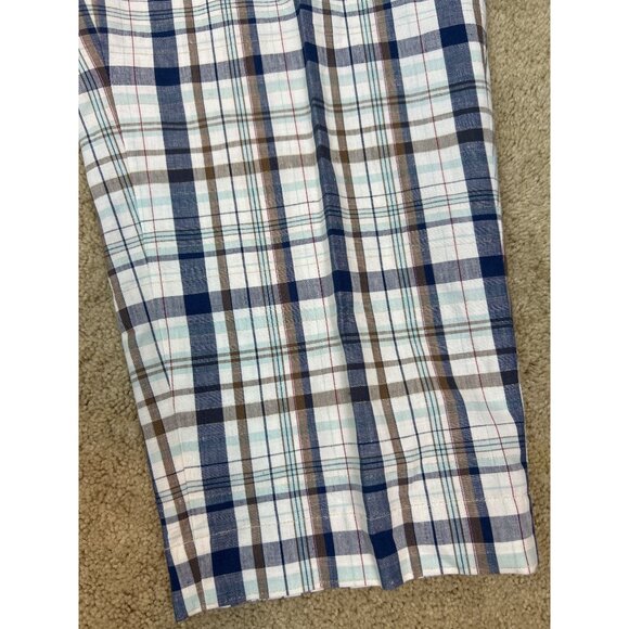 Talbots Cropped Ankle Pants Women's Plaid Metallic Linen Cotton Size 18 - Picture 3 of 13